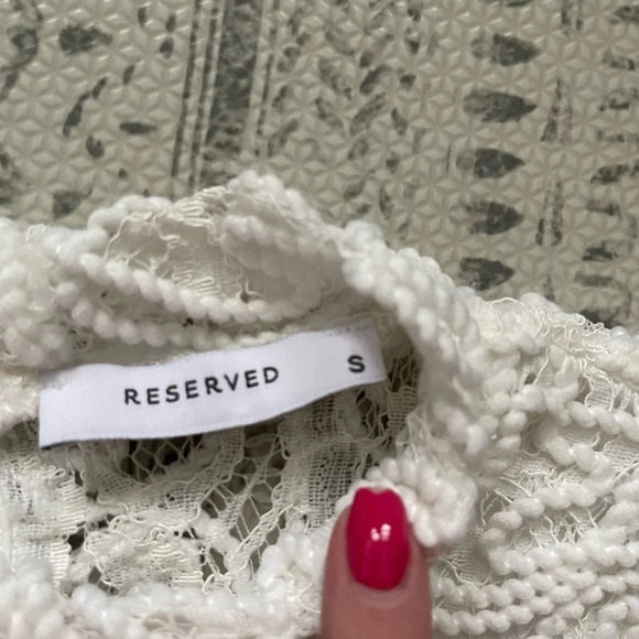 Reserved Women's White Full Lace Crochet Round Neck Sleeveless‎ Crop Top S - Picture 7 of 7